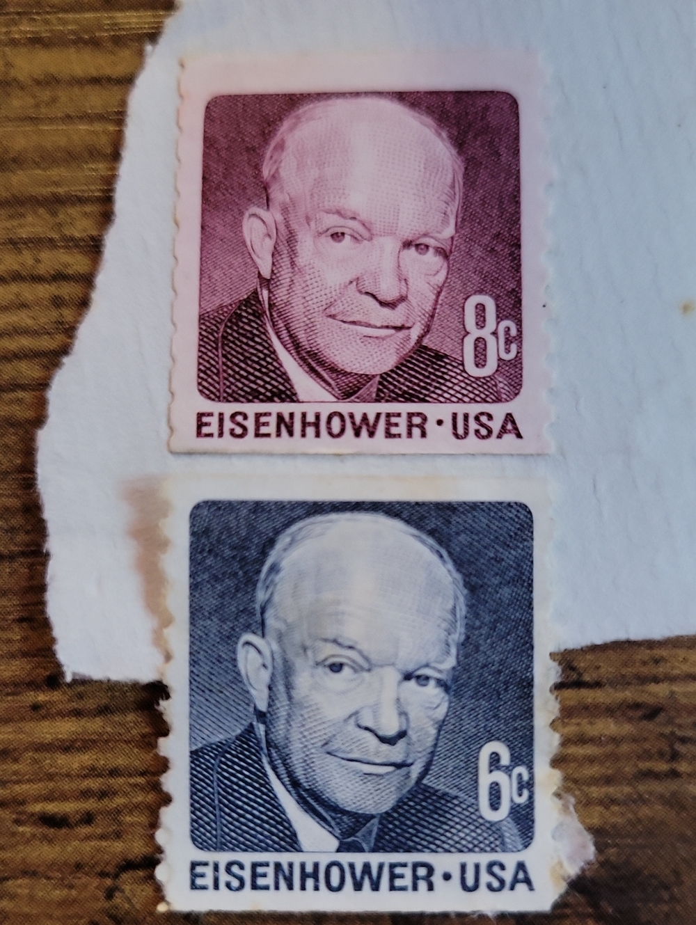 Eisenhower Commemorative Stamp Pair - Pink & Blue